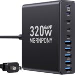 320W USB C Charger Block – 10-Port GaN III Fast Charging Station with 5 USB-C & 5 USB-A Ports, 65W PD Laptop Charger for MacBook Pro/Air, Dell, iPad, iPhone, Samsung Galaxy, Steam Deck, Google Pixel