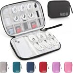 Travel Cable Organizer Bag, Electronics Organizer Tech Pouch with Double Layers for Cords, Chargers, Phone, Earphones, USBs, SD Cards – Travel Essentials Portable Waterproof Tech Pouch