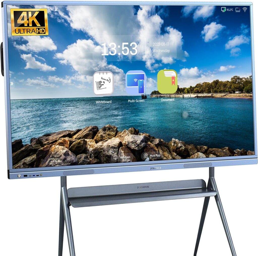 55 Inch Electronic Whiteboard with 4K HD Touch Screen, Interactive Whiteboard for Classroom and Conference, Build in Android and Windows OS