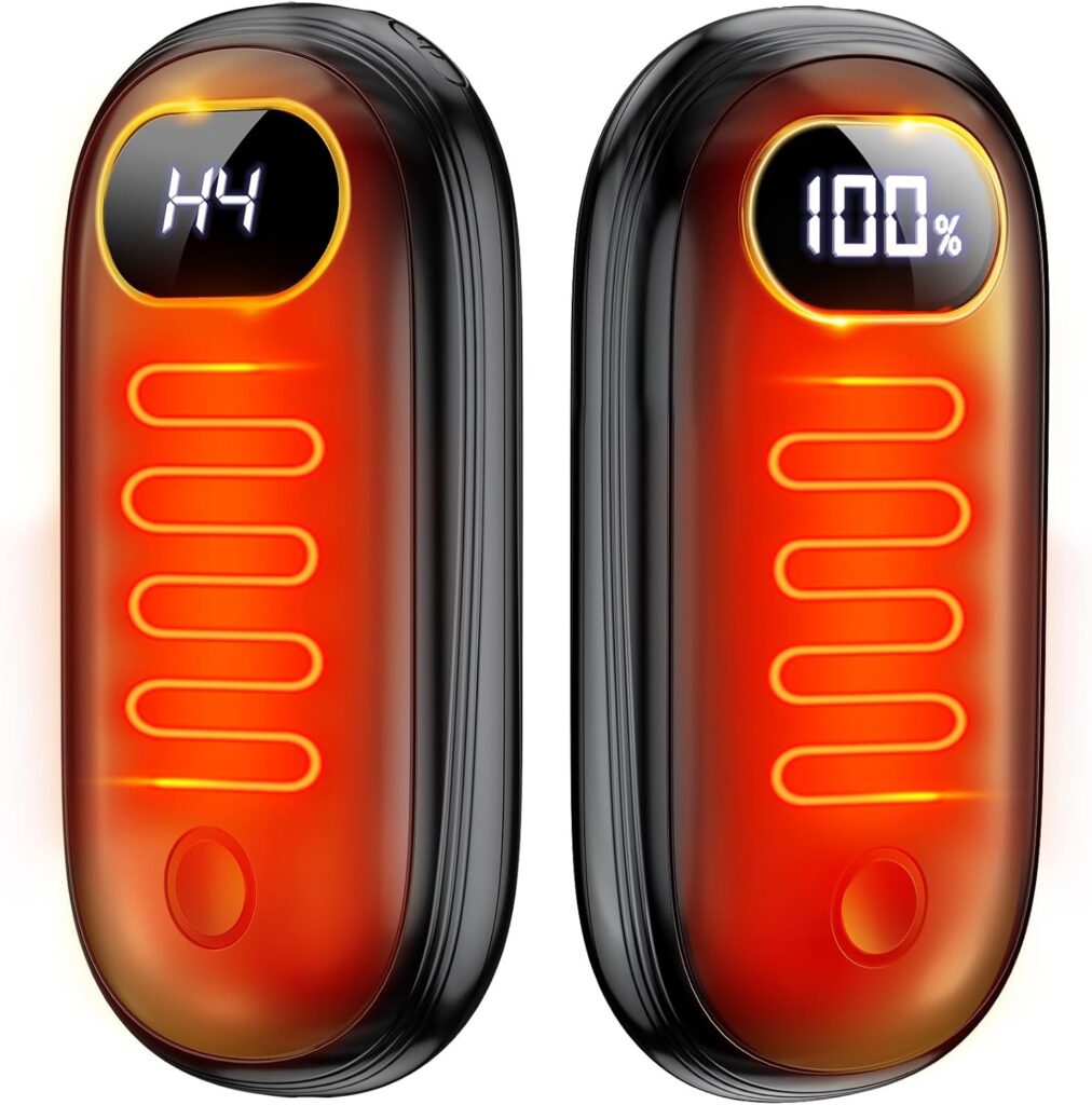 Hand Warmers Rechargeable – Electric Hand Warmers Rechargeable 2 Pack Heat Up to 127.4℉ with 15Hrs Warmth, Electronic Portable Pocket Heater for Golf Raynauds Camping, Gifts for Man Women