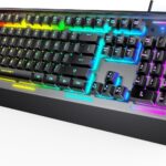 TECKNET Gaming Keyboard, USB Wired Computer Keyboard, 15-Zone RGB Illumination, IP32 Water Resistance, 25 Anti-ghosting Keys, All-Metal Panel (Whisper Quiet Gaming Switch)