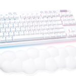 Logitech G713 Wired Mechanical Gaming Keyboard with LIGHTSYNC RGB Lighting, Clicky Switches (GX Blue), and Keyboard Palm Rest, PC/Mac Compatible – White Mist