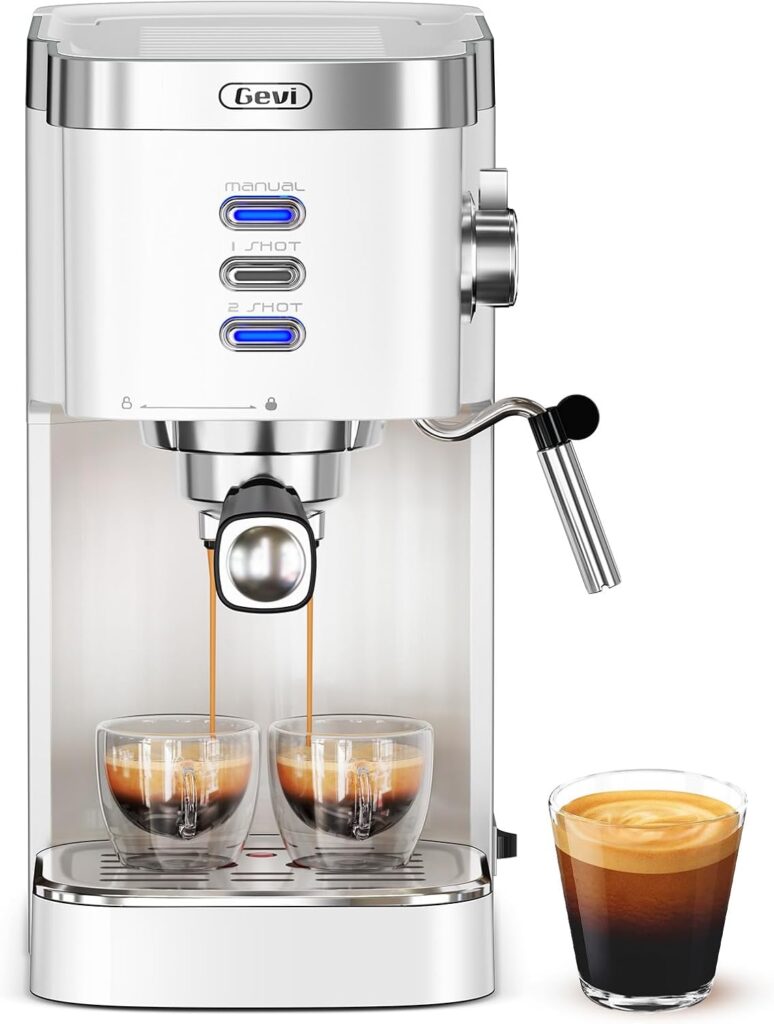 Gevi 20 Bar Professional Espresso Machine for Home, Compact with Milk Frothing Steam Wand, Adjustable Single & Double Shot, Gift for Coffee Lovers, Mom & Dad