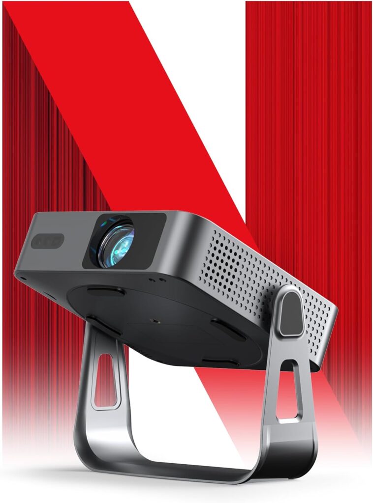 【Netflix-Licensed Projector & Native 1080P】Thinnest 2.24″ Smart Mini Projector with WiFi and Bluetooth, Auto Focus & Keystone Portable Outdoor Projector, VOPLLS 4K Support Home Movie Projector
