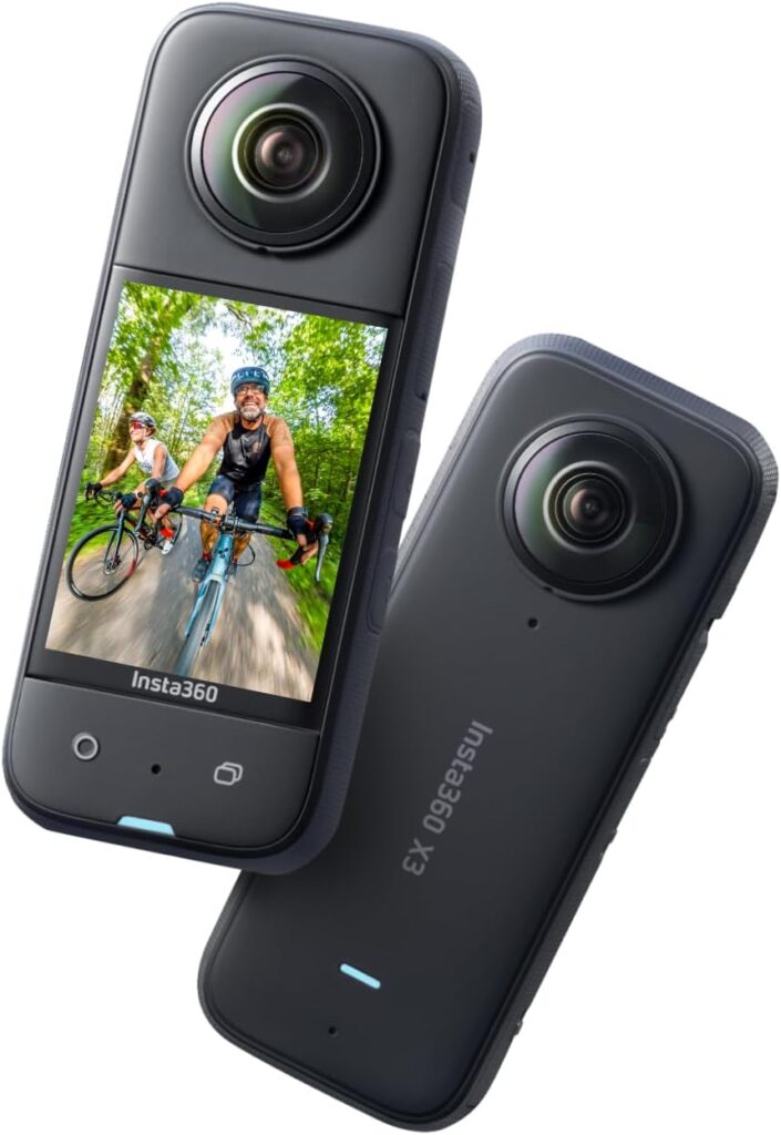 Insta360 X3 – Waterproof 360 Action Camera with 1/2″ 48MP Sensors, 5.7K 360 Active HDR Video, 72MP 360 Photo, 4K Single-Lens, 60fps Me Mode, Stabilization, 2.29″ Touchscreen, AI Editing, Live Stream