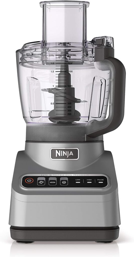 Ninja Professional Plus Chopper Food Processor 850-Watts With Auto-iQ Preset Programs Chop Puree Dough Slice Shred With a 9-Cup Capacity and a Silver Stainless Finish (BN600C) – Canadian Version