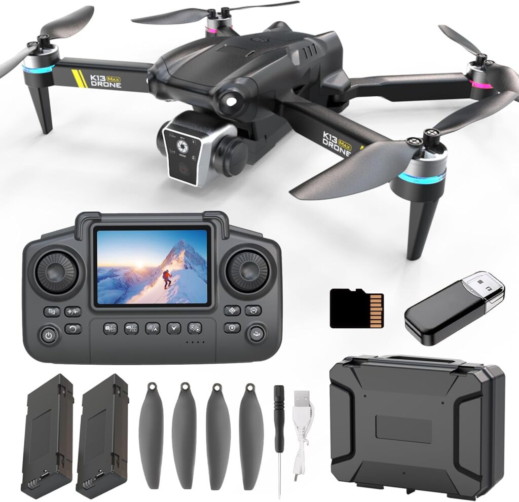 Drone With Camera For Beginner 1080p, Brushless Drones With Screen On Controller, No FAA, Under 249g, Beginner Drone With Altitude Hold, One Key Take Off/Land, 360 Flips,Trajectory Flight, 2 Batteries