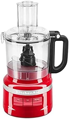 KitchenAid 7 Cup Food Processor Plus 3 speed Knead Chop Shred Slice Puree Empire Red (RENEWED)