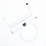 Angitu Handmade Reversed Coil Keyboard USB Type C Coiled Cable Z Shape Double Sleeved Colorful Matt GX16 Aviator Soft Elastic Paracord PET Cable (WhiteGX16 White+White)