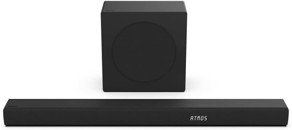 Hisense 3.1 Ch 380W Soundbar with Wireless Subwoofer, Dolby Atmos & DTS:X , 5-speaker array, HDMI eARC port, Bluetooth, Surround Sound – R632 (Renewed)