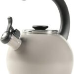 Circulon Enamel on Steel Whistling Teakettle/Teapot With Flip-Up Spout, 2 Quart – Gray