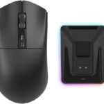 TECWARE EX1 Lightweight Gaming Mouse, 26K DPI Wireless Mouse, OLED Screen Display, 59g Lightweight, RGB Charging Dock, Tri-Mode Connectivity, Comes with PTFE Feet and Grip Tape, Gaming Mouse (Black)