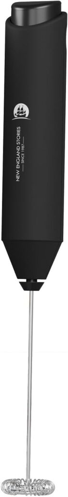 Powerful Milk Frother Wand – Mini Handheld Milk Frother with Stainless Steel Whisk – Battery-Powered Drink Mixer for Coffee, Lattes, Cappuccinos, Matcha – Coffee Enthusiasts Gift – Black
