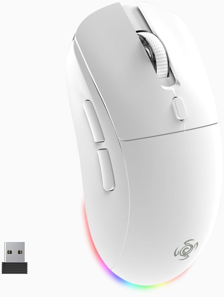 Wireless Gaming Mouse, Tri-Mode 2.4G/USB-C/Bluetooth Rechargeable Mouse with Colorful RGB Lights, 4800DPI Optical Sensor, 6 Buttons, Ergonomic Mouse Gaming for PC, Laptop, Mac