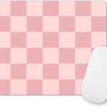 Pink Mouse Pad, Checkered Pattern Mousepad, Square Premium Texture Computer Cute Mouse Pad Design for Office Work Home, Non-Slip Rubber Gaming Mouse Pads for Computer Laptop, Modern Aesthetic