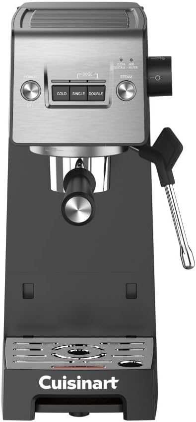 Cuisinart Espresso Bar Slim Coffee Espresso Machine, Makes Hot or Cold Cafe-Quality Beverages Including Cappuccino, Lattes, and Cold Extracted Drinks, Steam/Frothing Wand for Milk-Based Drinks,EM-160