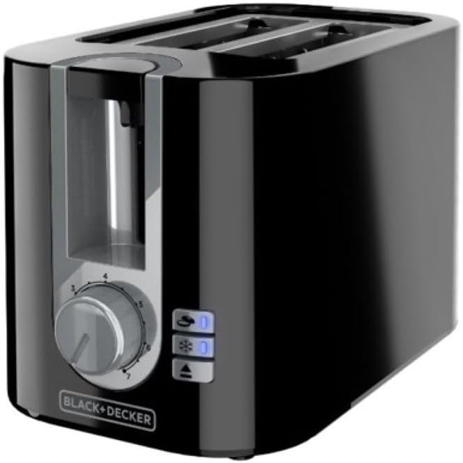 BLACK+DECKER 2-Slice Toaster, 7 Toast Shades, Removable Crumb Tray, Illuminated Bagel, Frozen and Cancel Functions