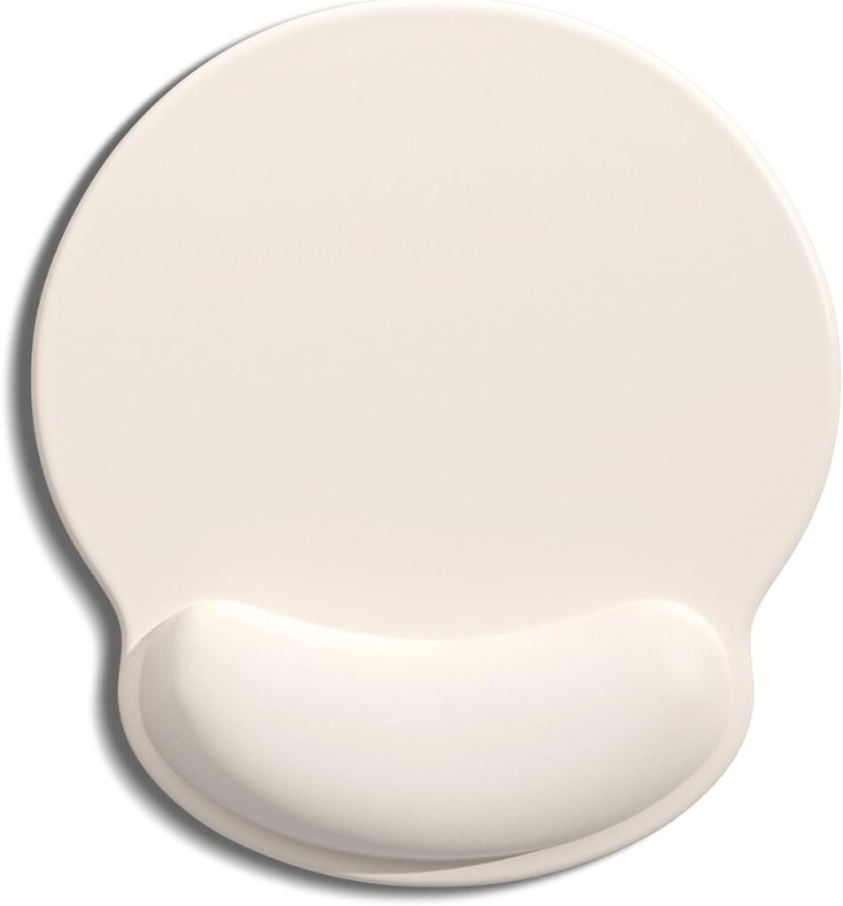 Auhoahsil Ergonomic Mouse Pad with Wrist Rest, Comfortable Silicone Non-Slip Computer Pain Relief Gel Mouse Mat with Wrist Support for Gaming, Work, Office, Women & Men, Cute Pattern, Beige