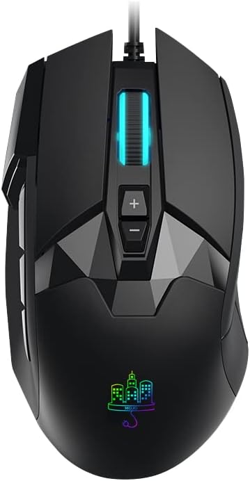 MOJO Pro Performance Silent Gaming Mouse – Wired Mouse with 9 Programmable Buttons Including Sniper Key, 12000 DPI, 1000 Hz, Force Adjustable, Custom Profiles