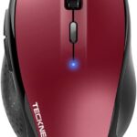 TECKNET Bluetooth Mouse, 4800 DPI Wireless Mouse, 2-Year Battery 6 Adjustable DPI, 6 Buttons Compatible with Laptop/Windows/Computer – Red