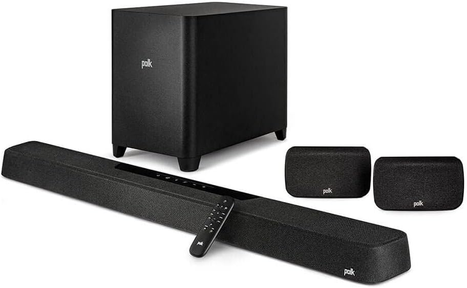 Polk Audio MagniFi Max AX SR 7.1.2 Channel Sound Bar with Wireless 10″ Subwoofer & SR2 Surround Speakers for Smart TV, Dolby Atmos and DTS:X, Polk’s Patented VoiceAdjust & SDA Technologies, Black
