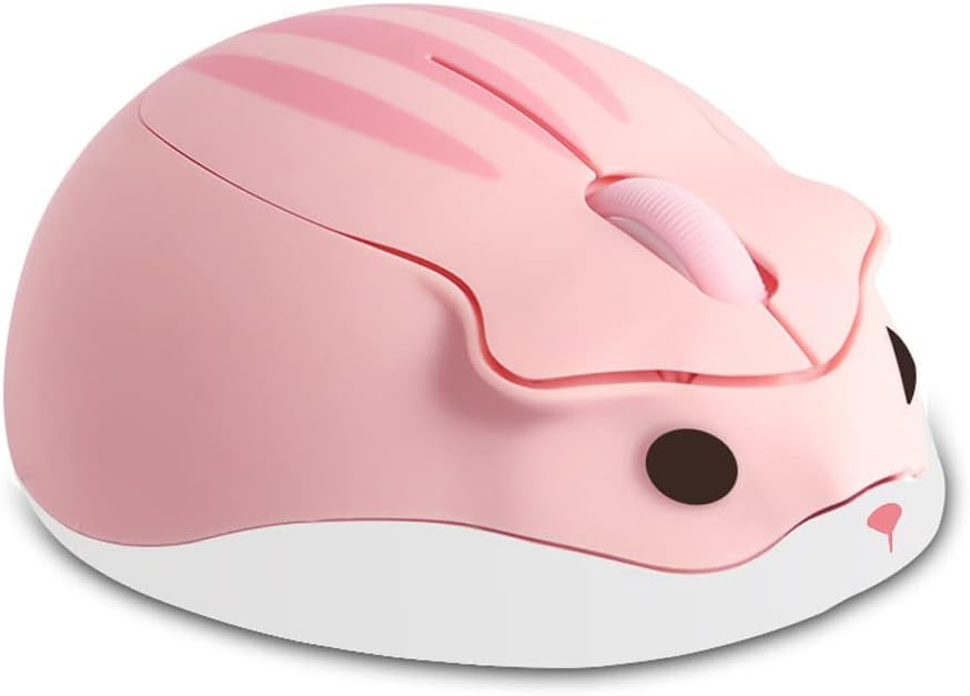 Wireless Mouse Pink Bluetooth Cute Hamster Shape Kawaii Portable Silent Lightweight Quiet Cordless Gaming Mice for PC Laptop Computer Mac iPad Pro MacBook Pro/Air Kids Women Men Girls Boys Office Gift