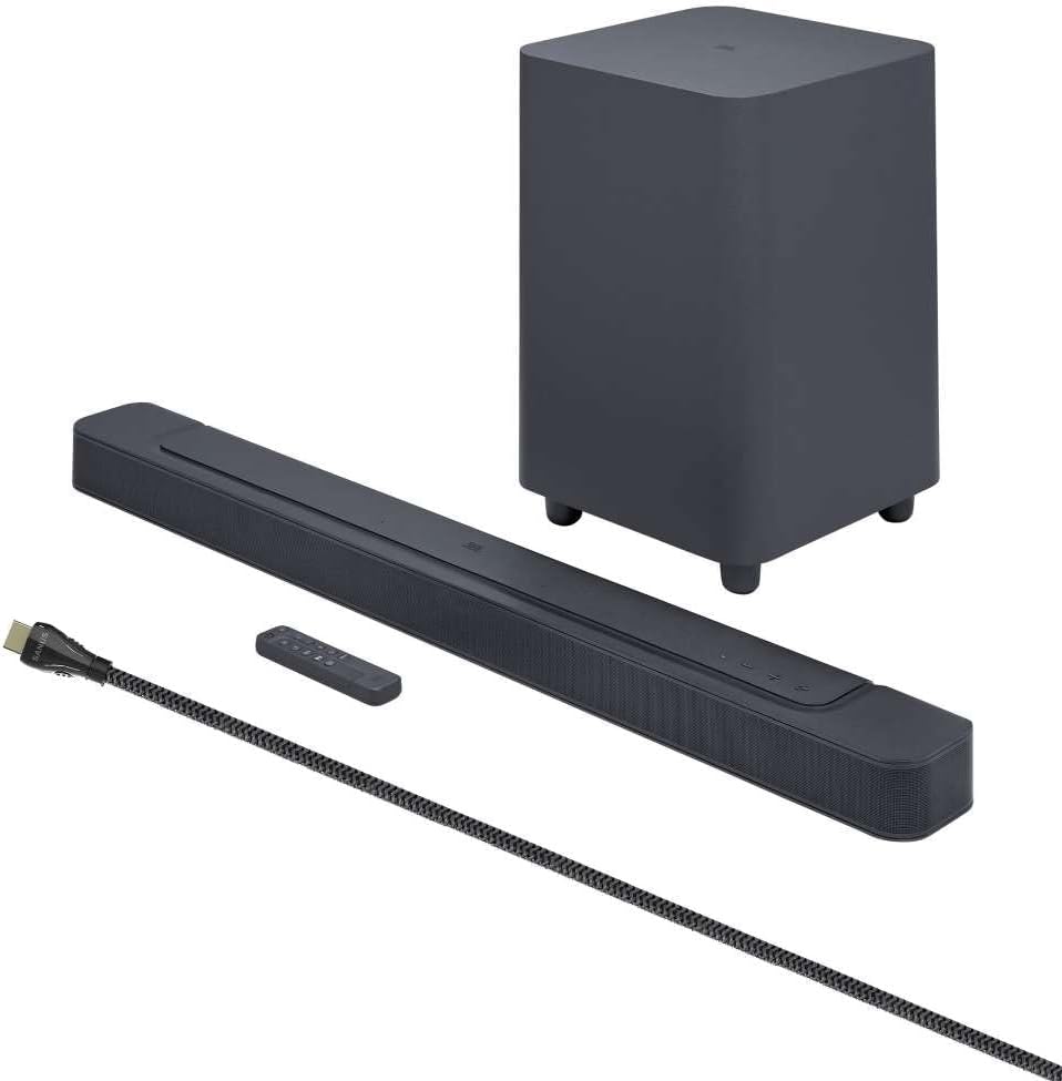 JBL BAR 500 PRO 5.1 Soundbar Bundle with 10 in. Wireless Subwoofer and 2m 8K Ultra High Speed HDMI Cable