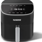 Nuwave 8QT Brio Air Fryer Plus Black, Digital LED Touch Screen with Cool White Display, 50°F~400°F in Precise 5°, 3 Wattage Alternatives, 5 Cook Functions, 50 Memory, PFAS Free, New & Improved