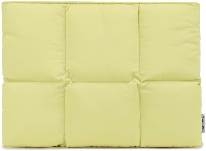 Canvaslife Puffy Laptop Sleeve 13 Inch 13.5 Inch, Quilted Puffer Laptop Case for Women, Pillow Case Compatible for 12.9 inch,MacBook Pro Air 13″, 13.5 inch and 12.5 inch-13.3 inch (Yellow)