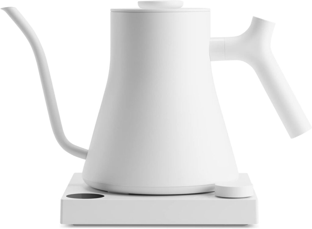 Fellow Stagg EKG Pro Electric Gooseneck Kettle – Pour-Over Coffee and Tea, Quick Heating, Precise Temperature Control, Scheduling, Built-in Brew Timer, Matte White, 0.9 Liter