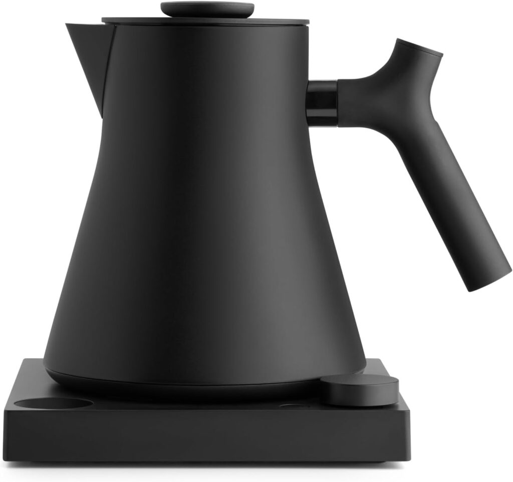 Fellow Corvo EKG Pro Electric Tea Kettle – Quick Heating, Precise Temperature Control Electric Kettle, Scheduling, Built-in Brew Timer for Boiling Water – Matte Black – 0.9 Liter