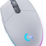 Logitech G203 Wired Gaming Mouse, 8,000 DPI, Rainbow Optical Effect LIGHTSYNC RGB, 6 Programmable Buttons, On-Board Memory, Screen Mapping, PC/Mac Computer and Laptop Compatible – White