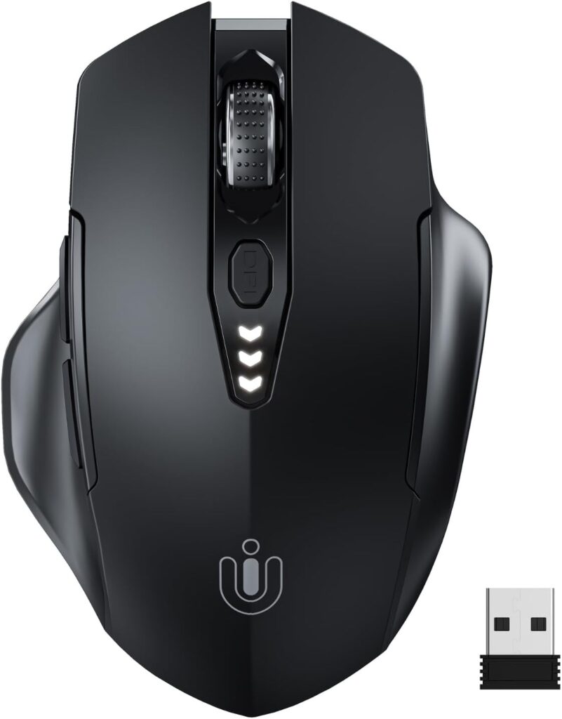 Wireless Mouse,Upgraded 2.4GHz Rechargeable (Battery Level Visible) Ergonomic Computer Mouse,4 Levels DPI, Wireless Mice for Laptop Computer(Matte Black)