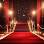 Red Carpet Backdrop 8x6ft Fabric Stage Award Ceremony Banner Fashion Show Photos VIP Party Decor Movie Night Backdrop Red Carpet Birthday Banner Graduation Senior Background