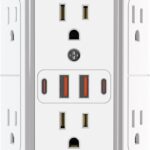 JcBlaon Outlet Extender Surge Protector – 6 Outlet Splitter with 4 USB Ports (2 USB C), Multiple Plug Expander Wall Charger, 3 Sided Multi Plug Wall Adapter Power Strip for Home Office Kitchen Travel