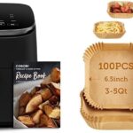 COSORI Air Fryer TurboBlaze 6.0-Quart Compact Airfryer that Roast, Bake, Proof, 9 Functions & Air Fryer Liners, 100 PCS Square Disposable Paper Liners, Non-Stick Silicone Oil Coating