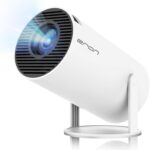 Mini Projector, HY300 PRO Portable Projector, Support 4K 1080P with Dual-Band WIFI6 5G Wireless 5.2 Bluetooth Android 13, 180° Rotatable, Auto Keystone Correction, 35″-130″ Screen Video Projector