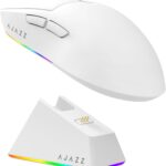 MechLands AJAZZ AJ139 V2 MC Gaming Mouse with Charging Base, Adjustable 12,000 DPI, PAW3311 Sensor, 3 Modes Wireless Mouse, 500mAh Battery, 1000 Polling Rate, 66g Lightweight, Win/Mac (White)