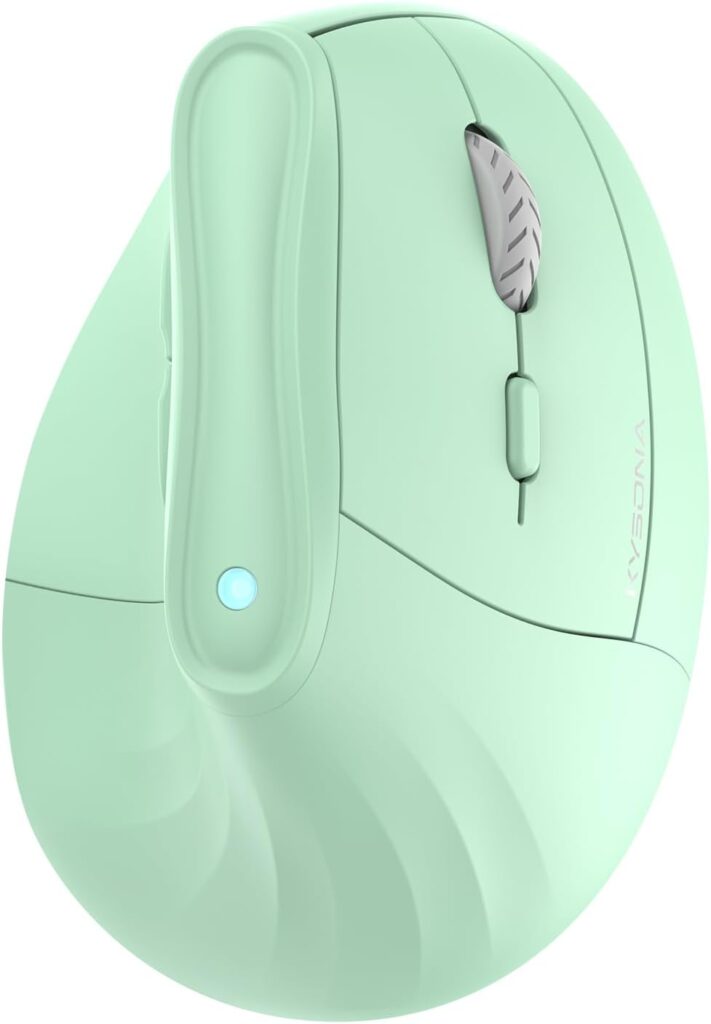 KYSONA 57° Ergonomic Wireless Tower Mouse, Vertical Quiet Ergo Mouse, Bluetooth(BT5.0,BT3.0)&2.4G, (800/1200/2400/2400/4000), 5 Buttons for Windows, macOS, iPadOS, Laptop, PC (Green)