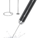 Maestri House Rechargeable Milk Frother with Stepless Speed Control, LunaFro Max Handheld Electric Foam Maker Waterproof Drink Mixer Foamer with Stand & Detachable Whisks for Lattes, Cappuccino