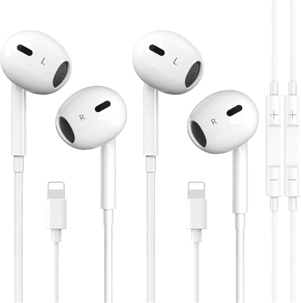 2 Packs- Wired Headphones for iPhone Earbuds Built-in Microphone & Volume Control Nosie Reduction Headsets Compatible with iPhone 14/13/12/11/XR/XS/X/8/7/SE/Pro/Pro Max/Support All iOS System