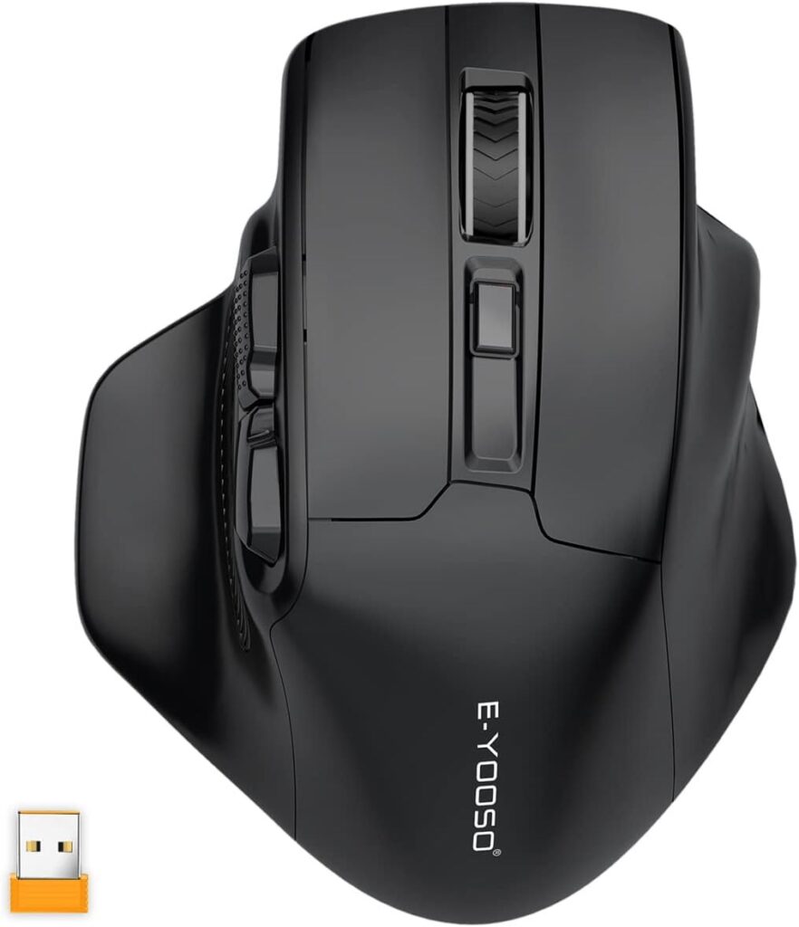 E-YOOSO Large Wireless Mouse for Big Hands, X-31 Cordless Ergo Computer Mouse, 6 Buttons, 5-Level 4800 DPI, 18 Months Battery Life, for Laptop, PC, Chromebook (Black)