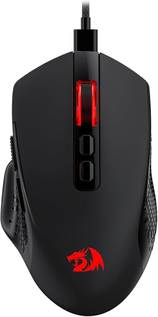 Redragon M695 Wired Gaming Mouse, 24,000 Max DPI Optical Gaming Mice with 7 Programmable Buttons, Ergonomic Natural Grip Build, Software Supports DIY Keybinds & DPI, Black