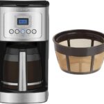 Cuisinart Coffee Maker, 14-Cup Glass Carafe, Fully Automatic for Brew Strength Control & 1-4 Cup Setting, Stainless Steel, DCC-3200P1 & GTF-B Gold Tone Coffee Filter, Basket, Burr Mill