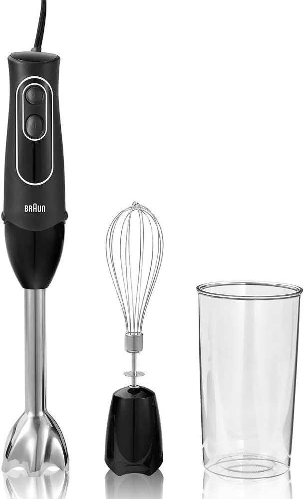 Braun MultiQuick 5 Immersion Hand Blender with Dual Speed + Turbo and Patented Technology, 350W – Includes Beaker and Whisk, Black, MQ505