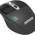 Arteck Wireless Bluetooth Mouse with Nano USB Receiver, Black, 4-Month Battery Life, Ergonomic Design