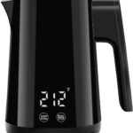 Seehot® 850ml Small Electric Kettle Temperature Control,800W Double Wall Electric Tea Kettle of 304 Stainless Steel,5 Temp Presets,Hot Water Kettle Electric,Auto Shut Off for Tea and Coffee-Black