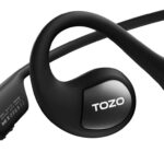 TOZO Upgraded Open Ear Headphones Bluetooth 5.3 Air Conduction Wireless Headphones Sport Earbuds with Premium Sound, 32 EQs via APP, Dual-Mic Call Noise Reduction Earphones with Hair Band for Cycling