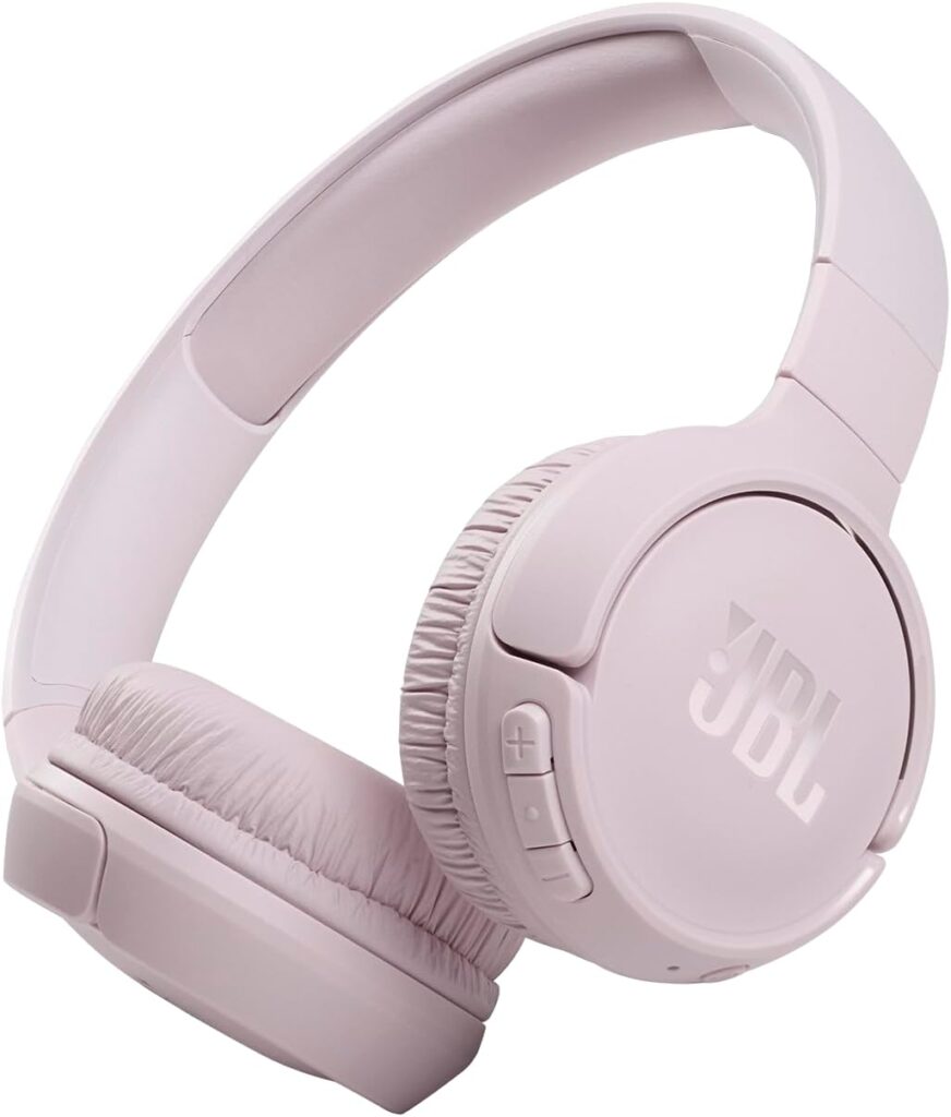 JBL Tune 510BT – Bluetooth headphones with up to 40 hours battery, microphone for call, foldable and comfortable, Android and iOs compatible (Rose)