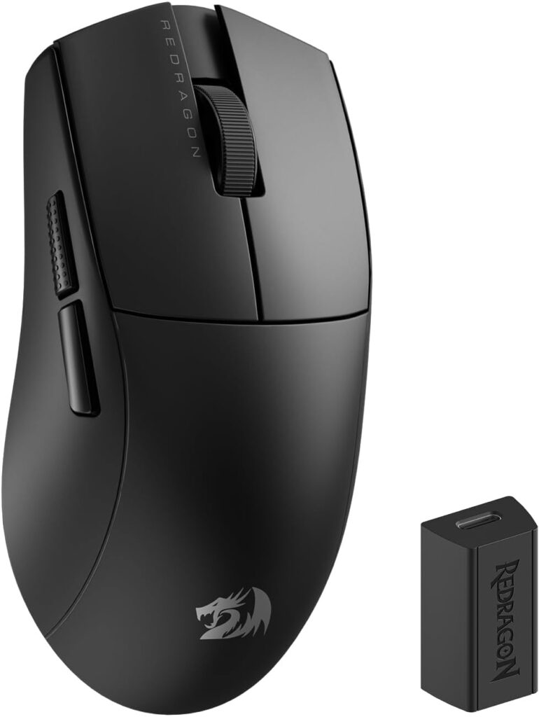 Redragon M916 STD 3-Mode Wireless Gaming Mouse, 49G Ultra-Light 24K DPI Mice w/Ergonomic Natural Grip Build, Full Programmable Buttons, Software Supports DIY Keybinds & DPI
